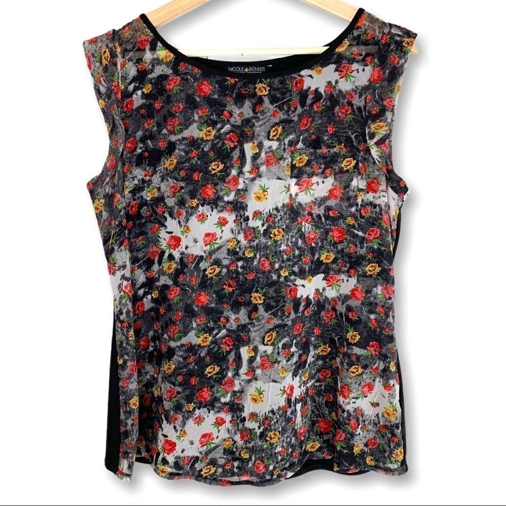Nicole Benisti Floral Rolled Cuff T-Shirt Top